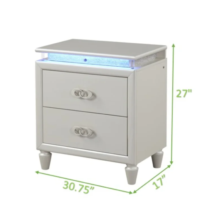 Galaxy Home Perla NightStand in Milky White