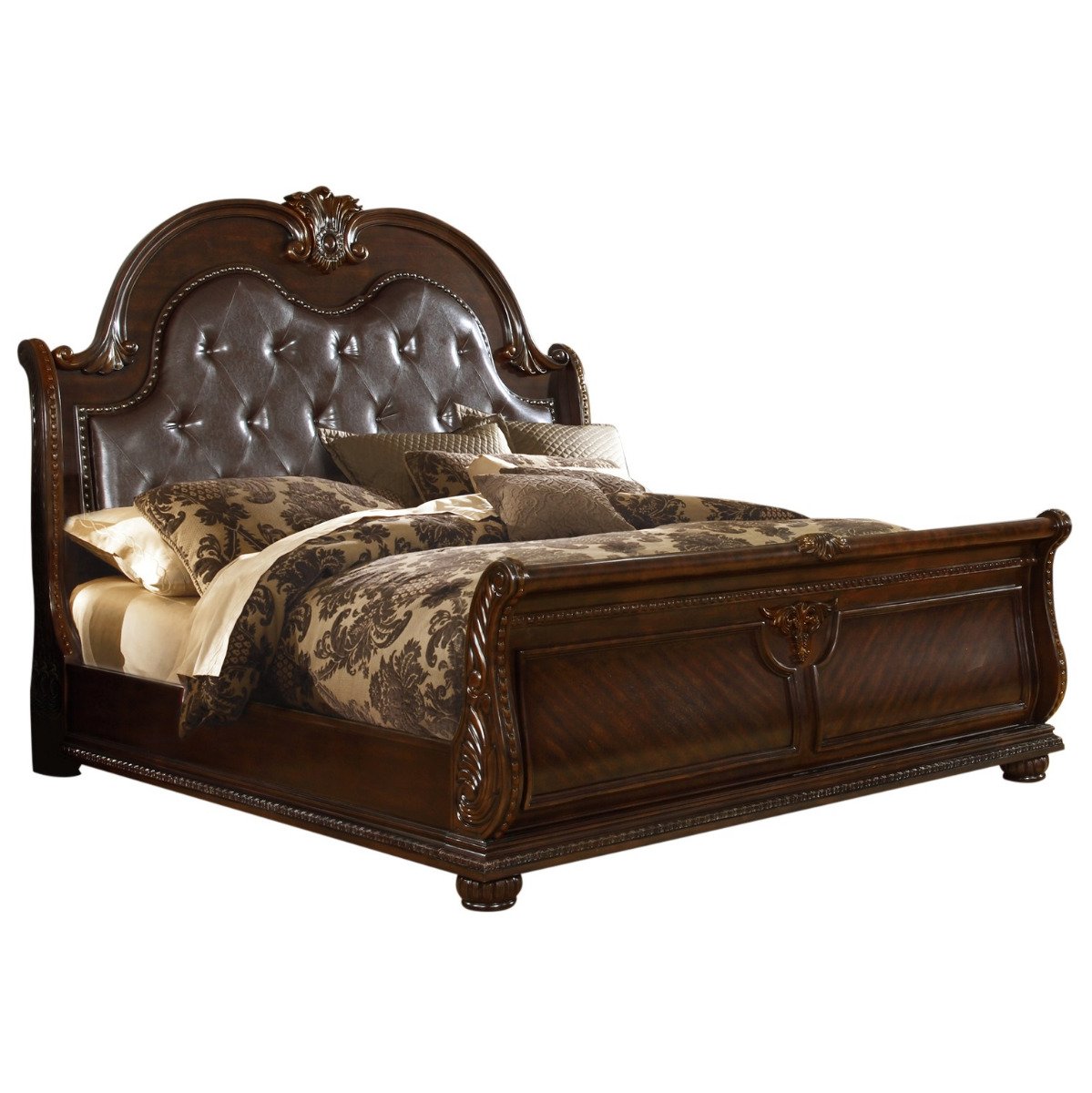 Galaxy Home Roma Queen Bed in Dark Walnut - galleria furniture outlet