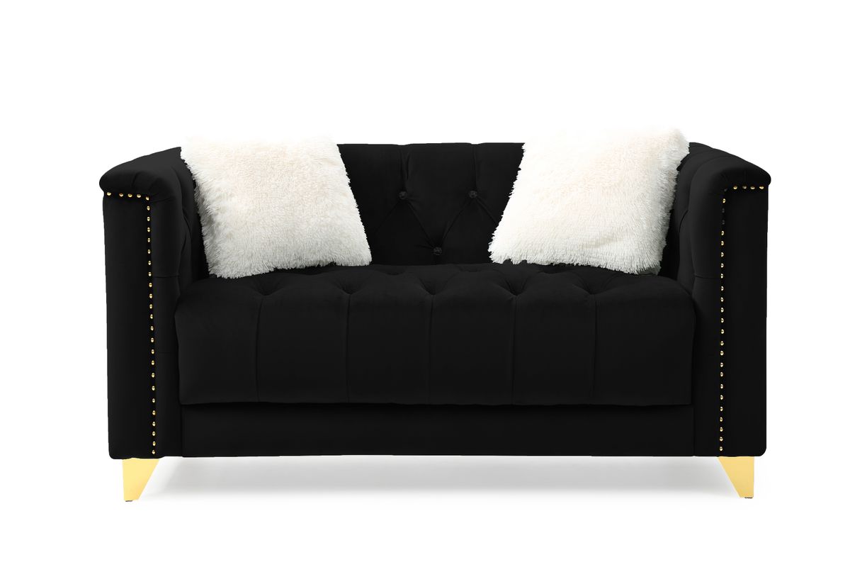 Galaxy Home Russell Loveseat in Black - galleria furniture outlet