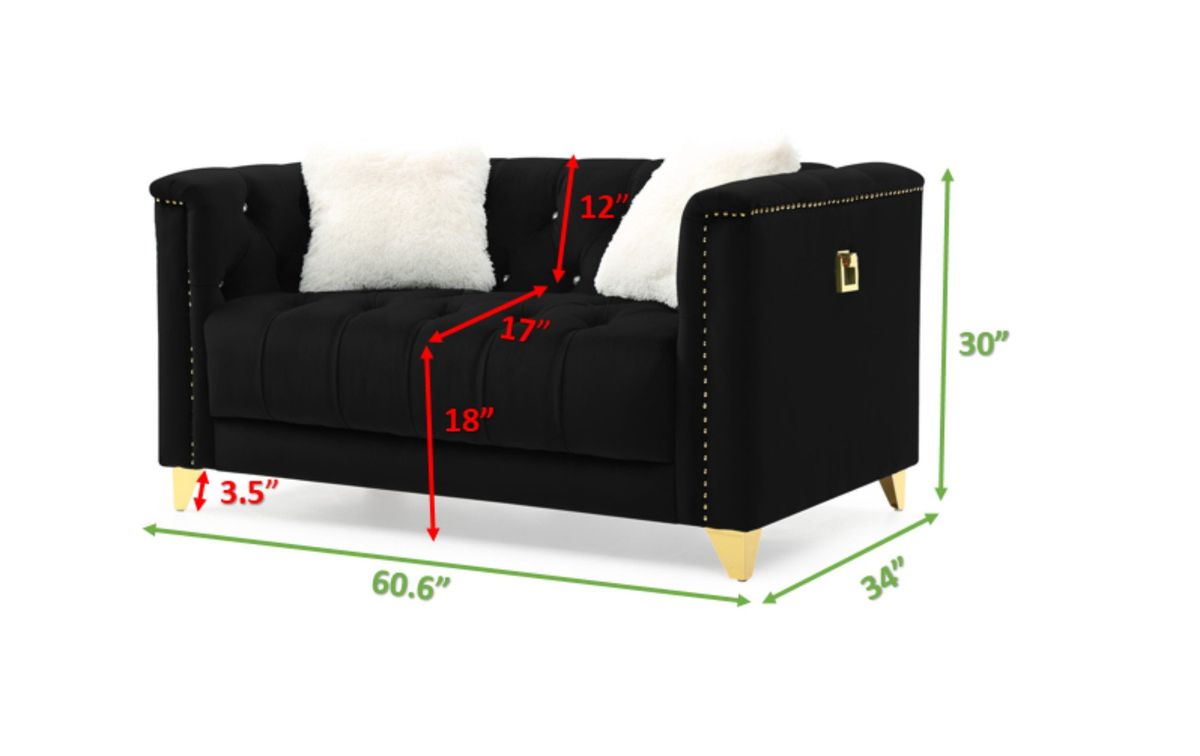 Galaxy Home Russell Loveseat in Black - galleria furniture outlet