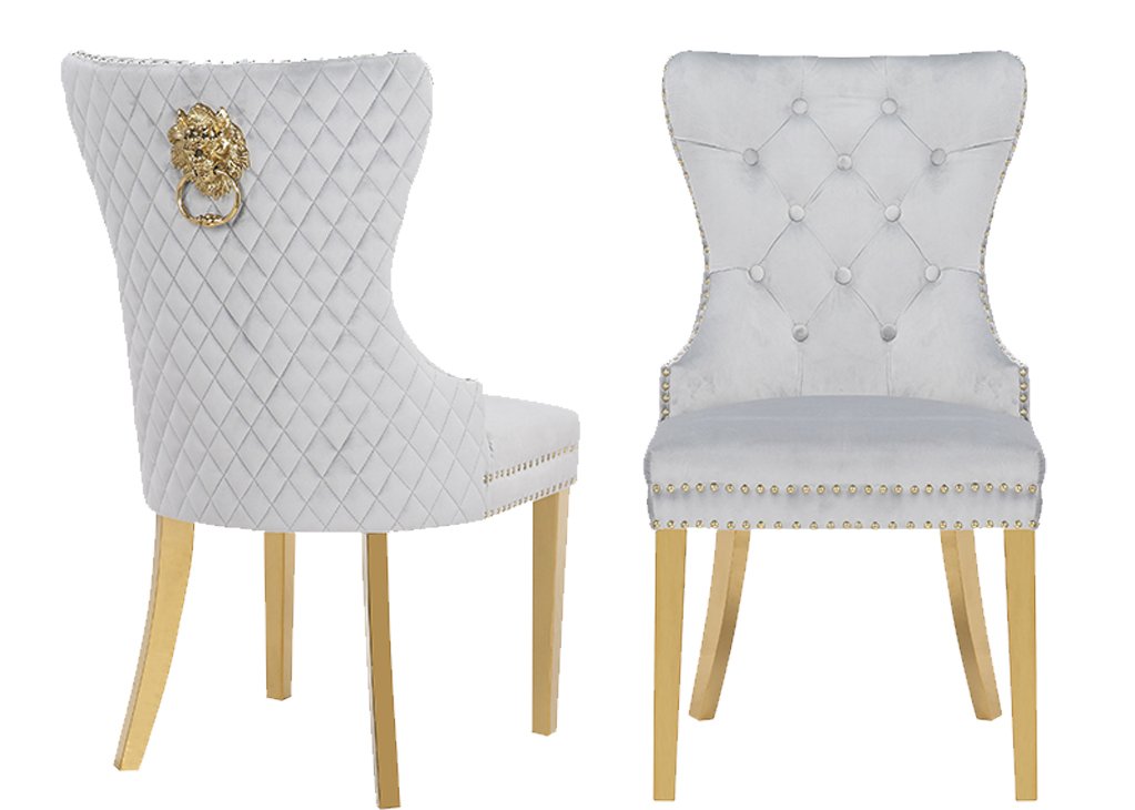 Galaxy Home Simba Gold Legs Dining Chair (Set of 2) in Silver image