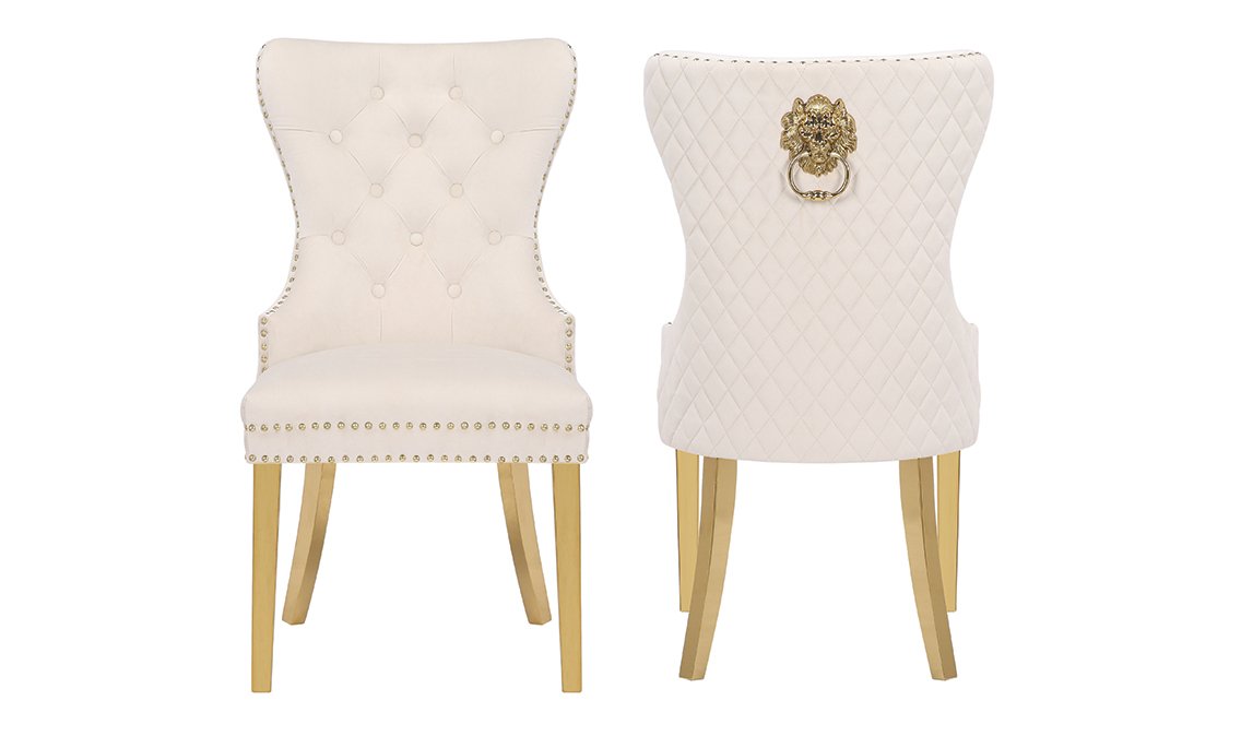 Galaxy Home Simba Gold Legs Dining Chair (Set of 2) in Beige image