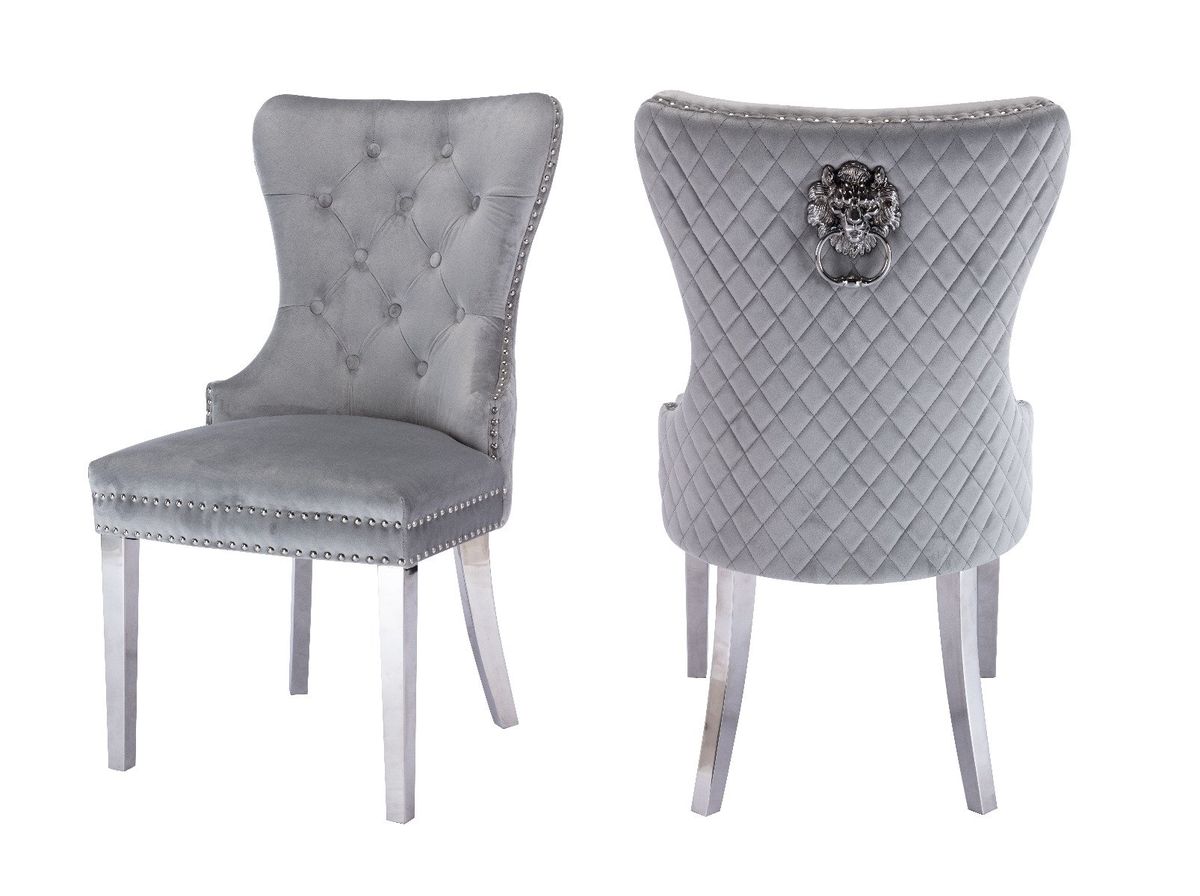Galaxy Home Simba Stainless Steel Legs Dining Chair (Set of 2) in Silver image