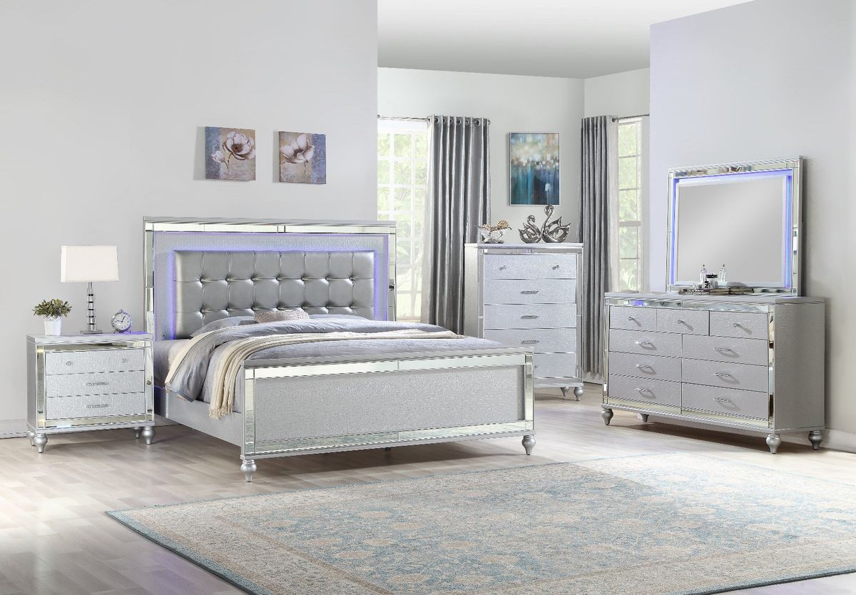 Galaxy Home Sterling Full Bed in Silver - galleria furniture outlet