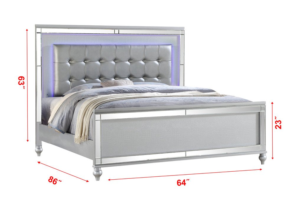 Galaxy Home Sterling Queen Bed in Silver - galleria furniture outlet