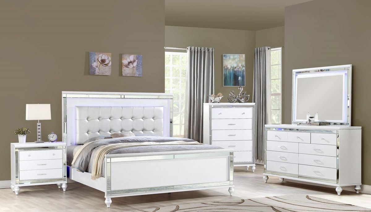 Galaxy Home Sterling King Bed in White - galleria furniture outlet