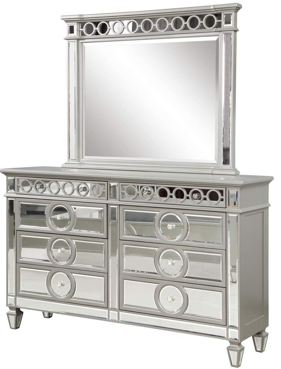 Galaxy Home Symphony 6 Drawer Dresser in Silver - galleria furniture outlet