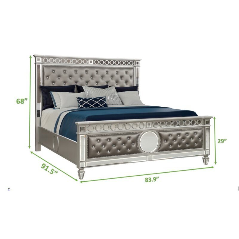 Galaxy Home Symphony King Bed in Silver - galleria furniture outlet
