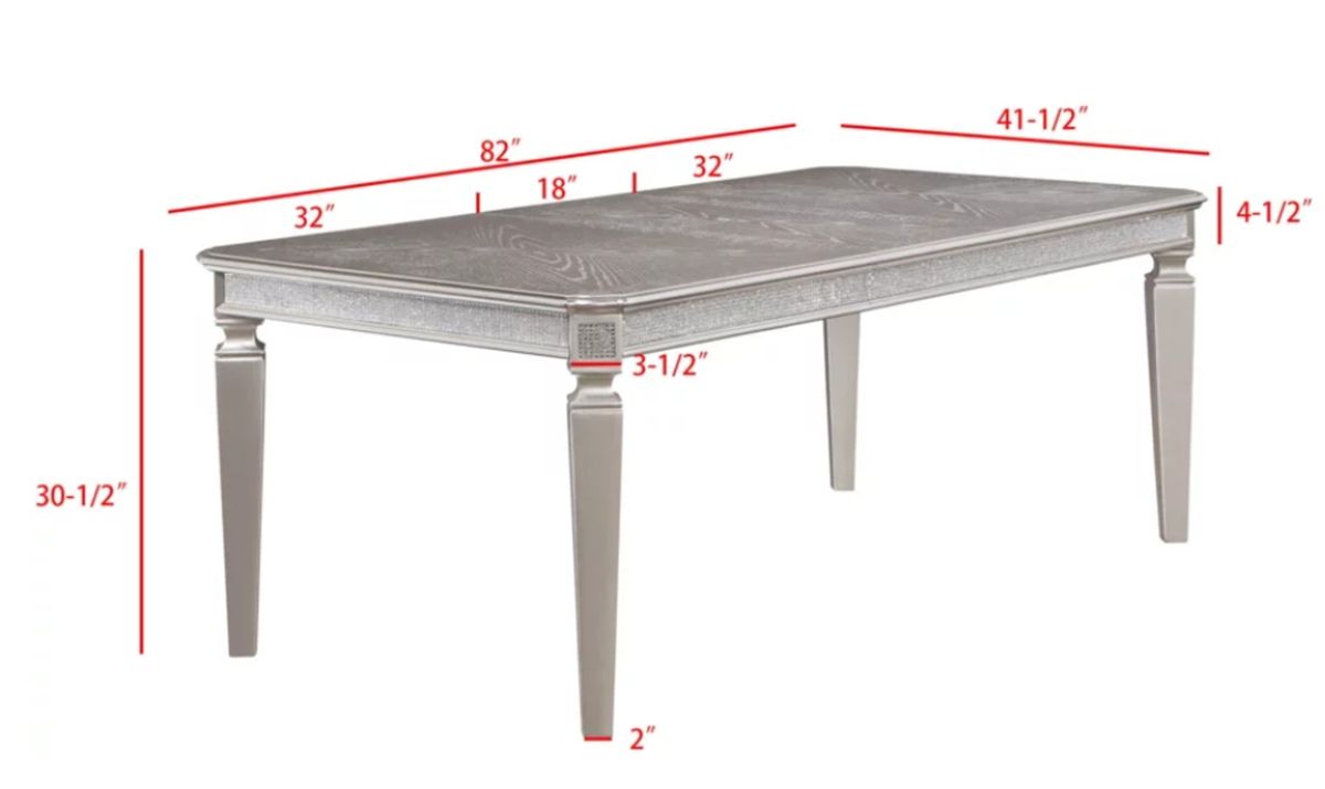 Crown Mark Klina Glam Dining Table in Light Gray