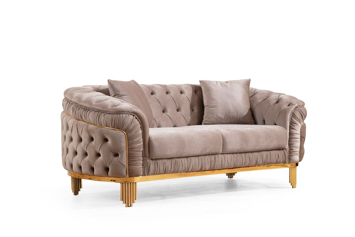 Galaxy Home Vanessa Loveseat in Taupe - galleria furniture outlet