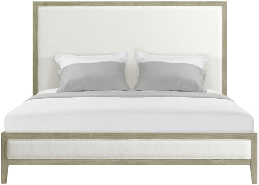 Elements International Versailles Queen Upholstered Panel Bed in Grey