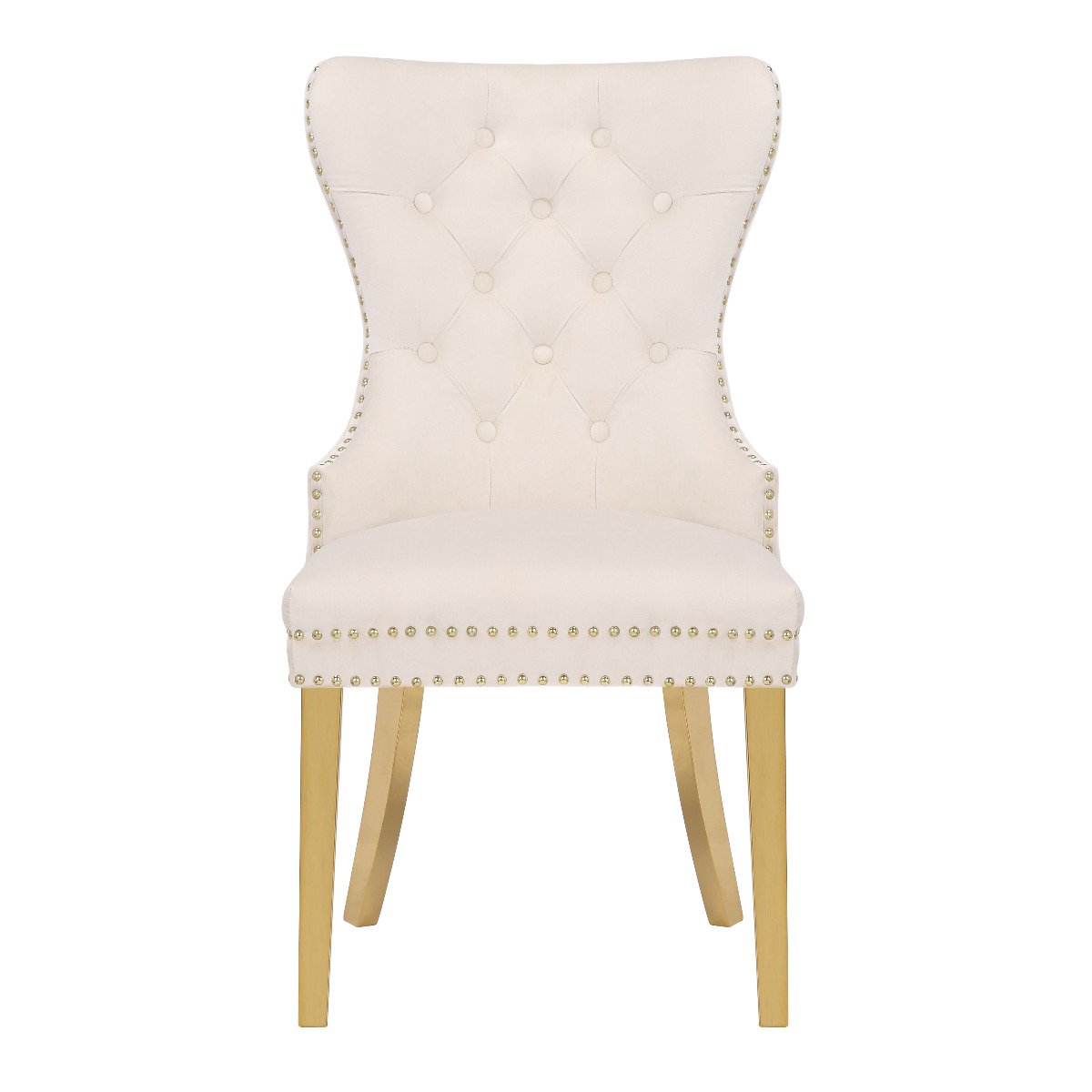 Galaxy Home Simba Gold Legs Dining Chair (Set of 2) in Beige