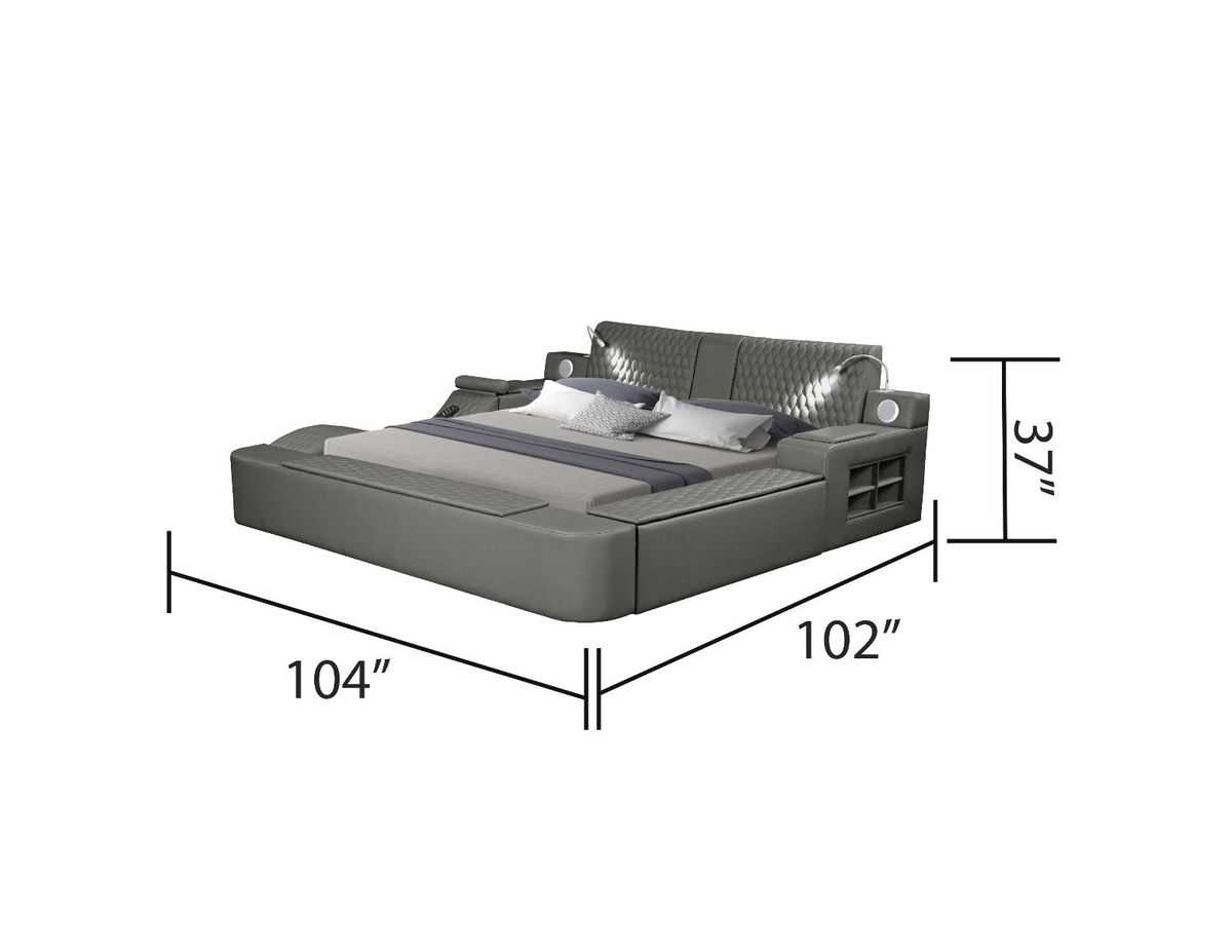 Galaxy Home Zoya King Bed in Grey