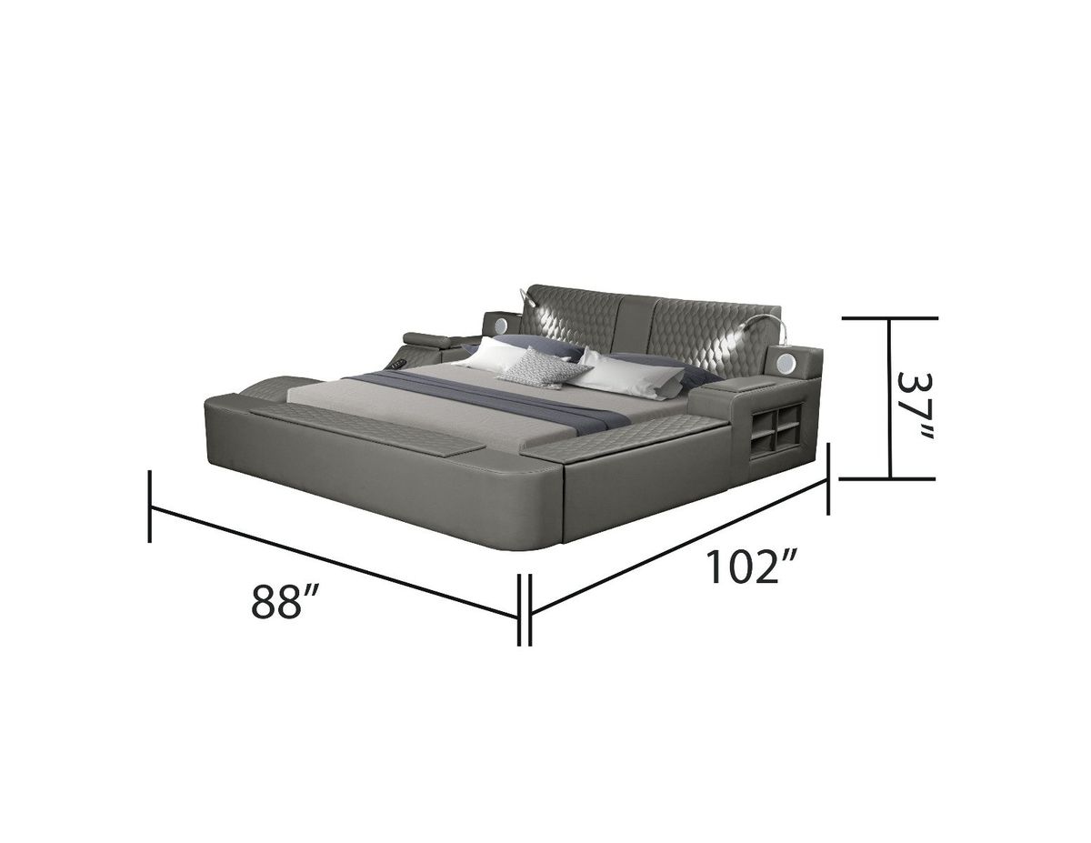 Galaxy Home Zoya Modern Style Queen Bed in Grey