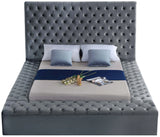 Bliss Grey Velvet Queen Bed (3 Boxes)