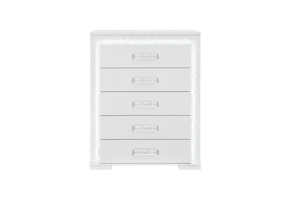 Naomi Silver Marble Chest with LED