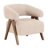 Brock - Mid-Century Modern Beige Fabric + Ash Accent Chair