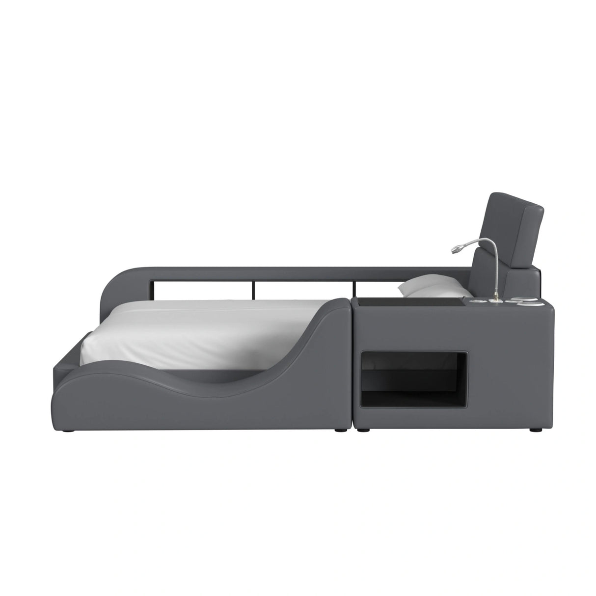 Valari Transformer Bed with Electronic Features in Grey PU