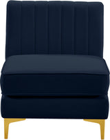 Alina Navy Velvet Armless Chair