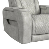 Prime Time P3 Recliner with 7 Colors LED, Cup Holders and Wireless Charger Controller in Leather Gel Light Grey