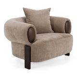 Arnaud - Modern Tan Fabric + Brown Oak Accent Chair