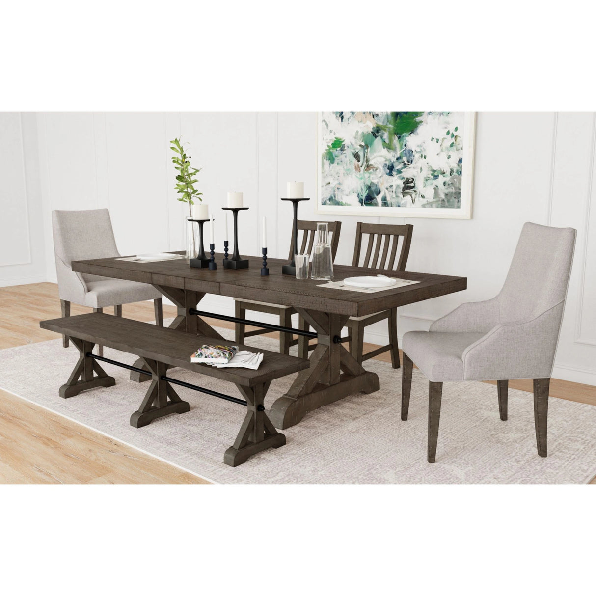 Yellowstone Dining Table with 2x12"" Leaves in Medium Brown