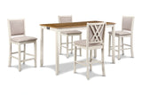 AMY 60" COUNTER TABLE+CHAIRS W/STG (5 PC) -2 TONE BISQUE