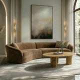 Sheth - Modern Brown Fabric Curved Sectional Sofa