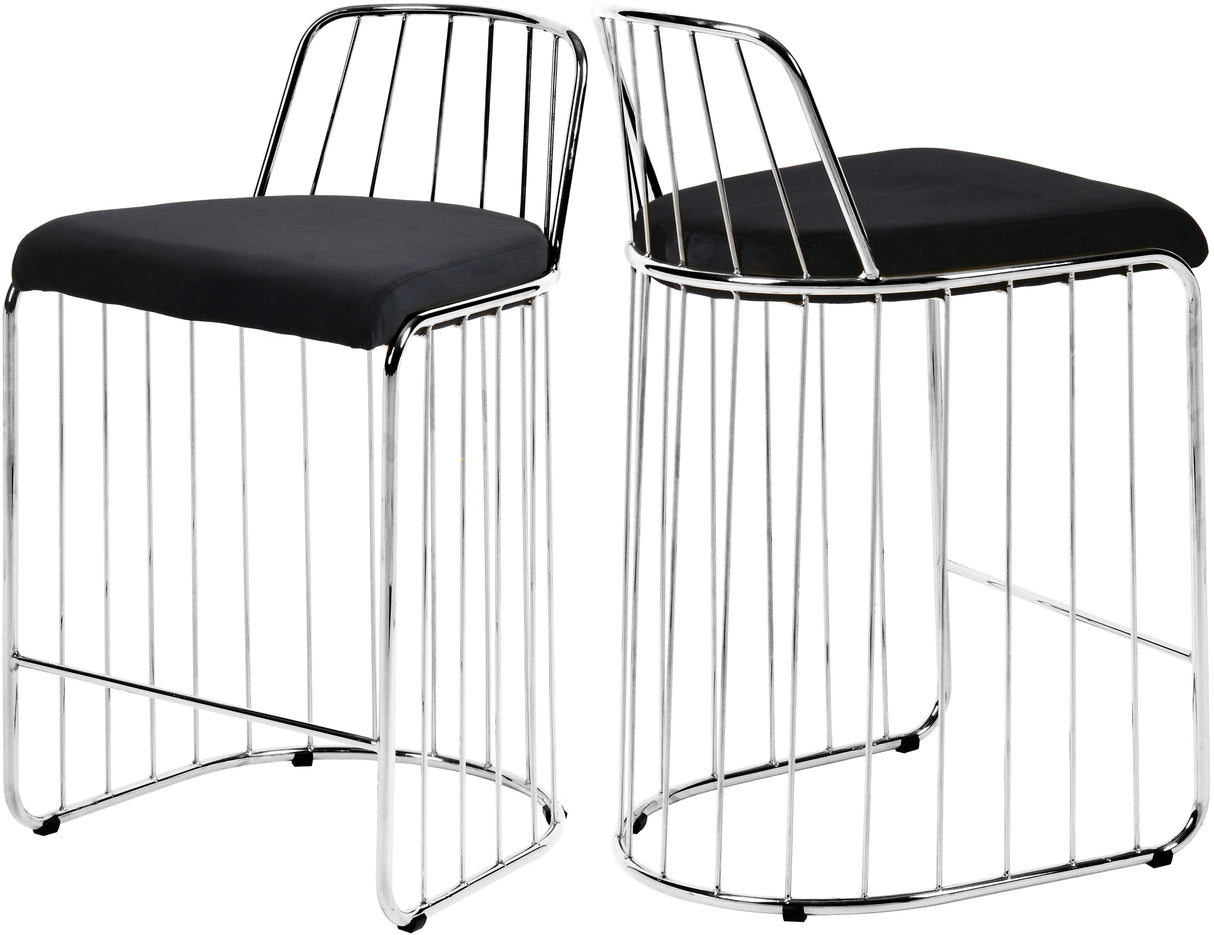 Gio Black Velvet Stool