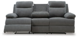 Side-Swipe Reclining Sofa with Drop Down Table