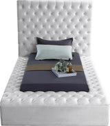 Bliss White Velvet Twin Bed (3 Boxes)