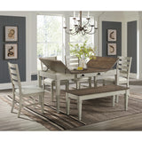 Farmington Storage Dining Bench in Medium Brown and Washed Stone