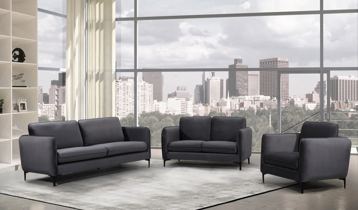 Poppy Grey Velvet Chair