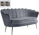 Gardenia Grey Velvet Loveseat