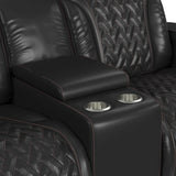 Prime Time P3 Living Room Set in Jett Black with Red Stitching