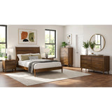 Malibu Bedroom Set with 2 Nightstands in Walnut