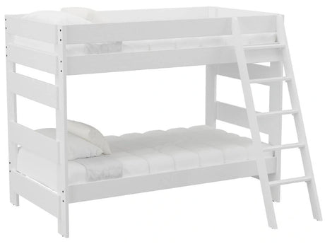 Elements International Cali Kids Twin over Twin Bunk Bed with Ladder in White image