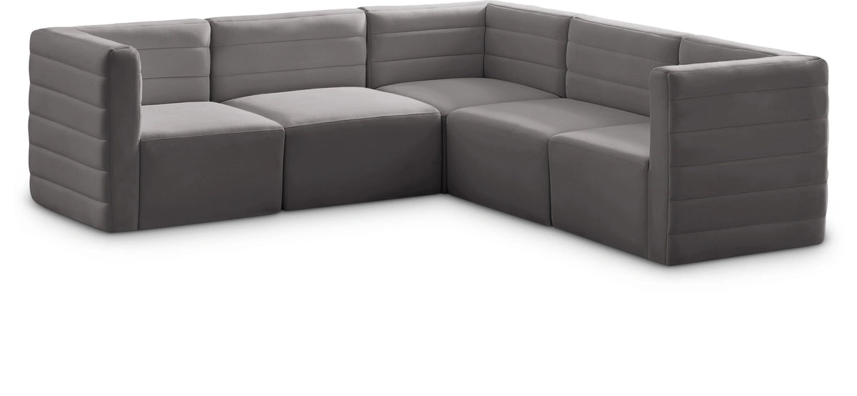 Quincy Grey Velvet Modular Sectional