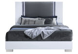 Ylime Smooth White Bed with LED Fully Slatted