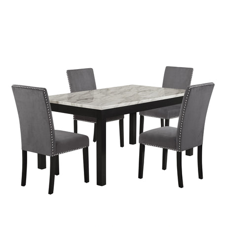 Celeste 64" Dining Table-Espresso/Faux Marble