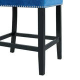 Francesca White Marble Square 5PC Counter Height Dining Set-Table & Four Blue Velvet Chairs