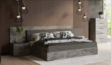 Ferrara - Modern Volcano Oxide Grey Bed with Nightstands