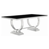 Antoine Rectangular Glass Top Dining Set Chrome