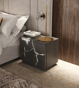 Penelope + Aspen - Modern Beige Velvet + Brown Ash Bedroom Set