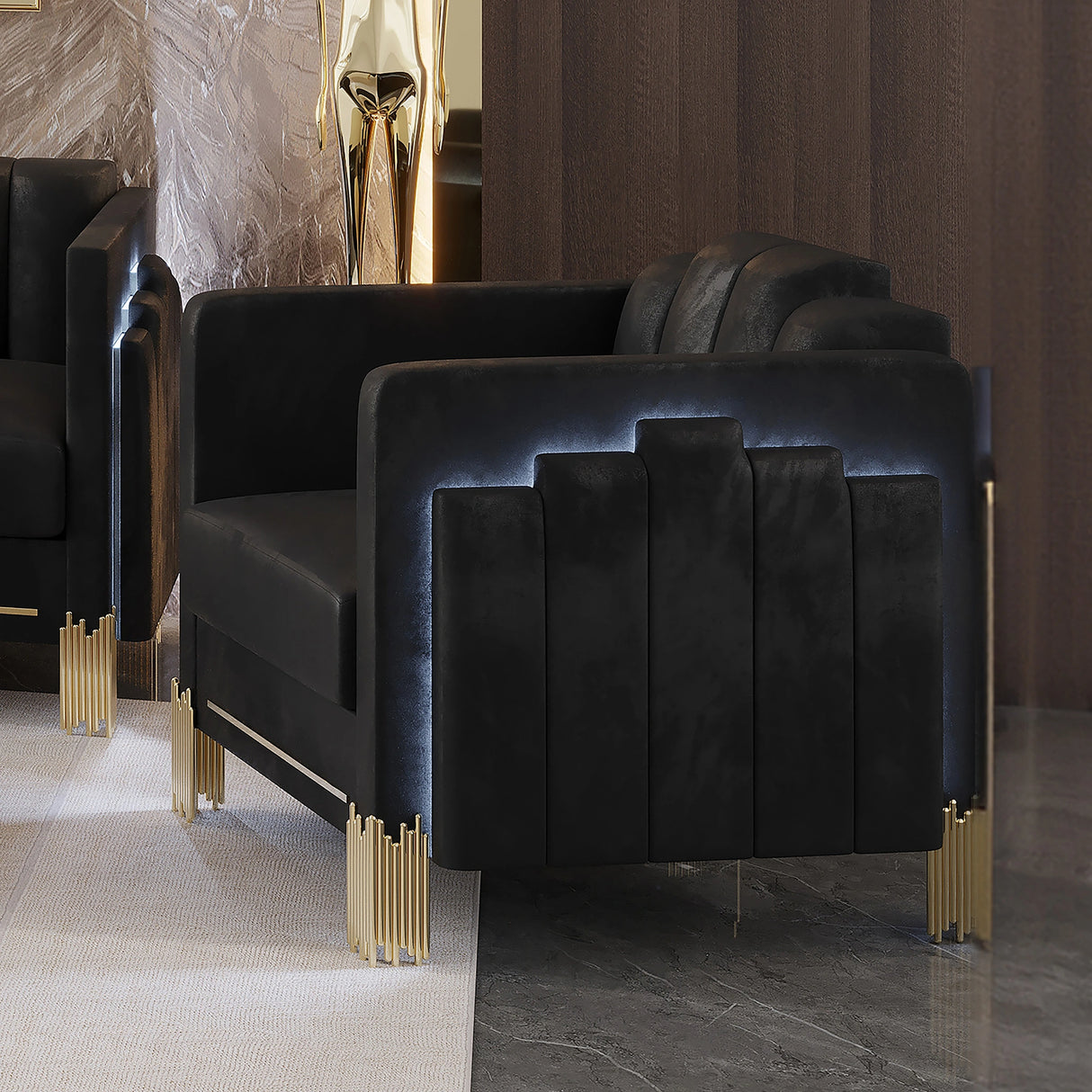 Empire Lighted Chair-Black