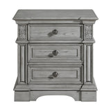 Glenmore 3-Drawer Nightstand with USB in Aged Grey