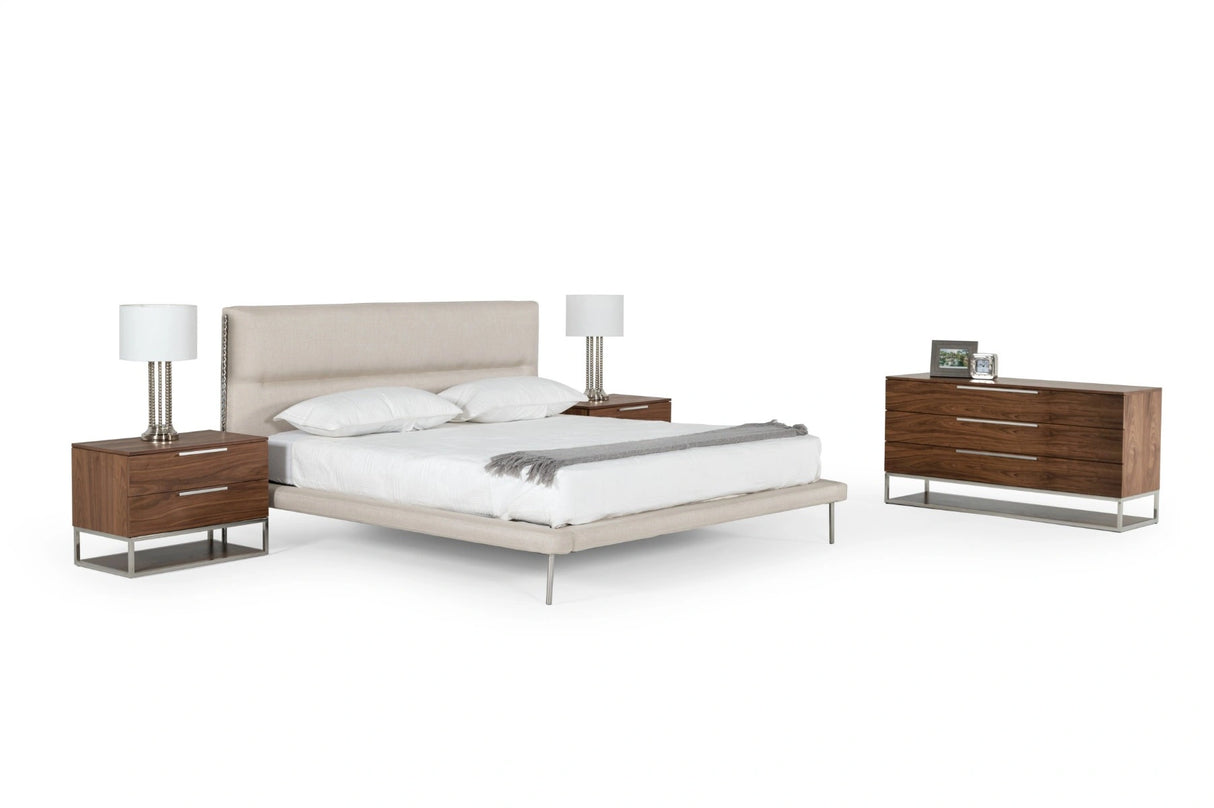 Bergeron - Contemporary Cream Woven Fabric Bed