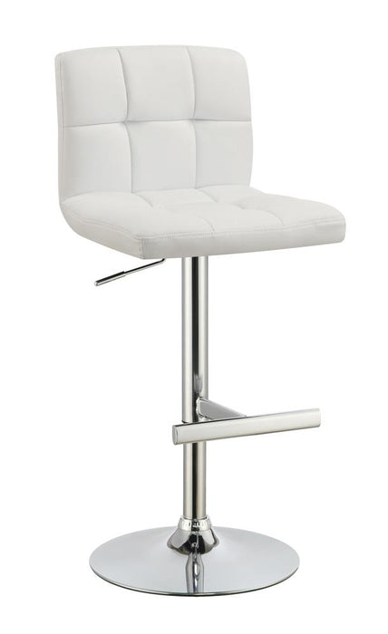 Lenny Adjustable Bar Stools Chrome and White (Set of 2) image