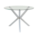 Vance Glass Top Dining Table with X-cross Base Chrome