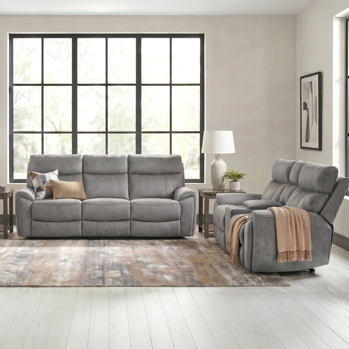 Jackpot P1 Living Room Set in Explore Light Grey